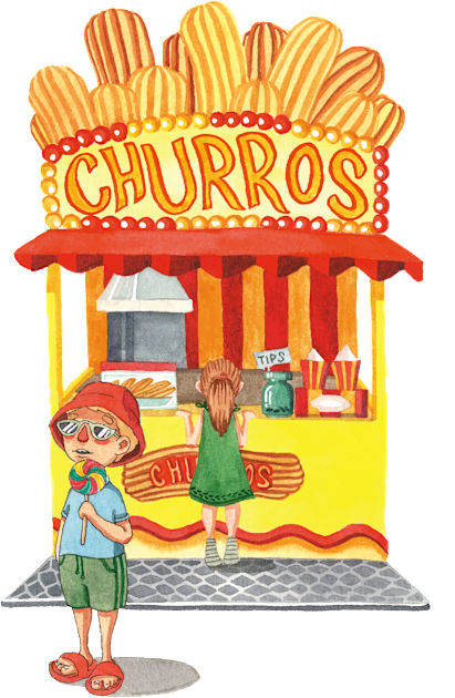 churros shop Kids T-Shirt by Mako Design 