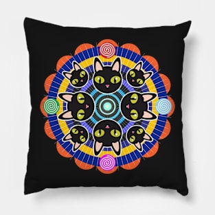 MANDALA OF BLACK CATS Pillow