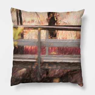 Walk in the park bridge illustration Pillow