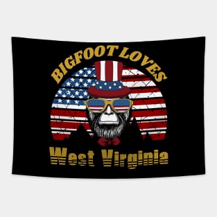 Bigfoot loves America and West Virginia Tapestry