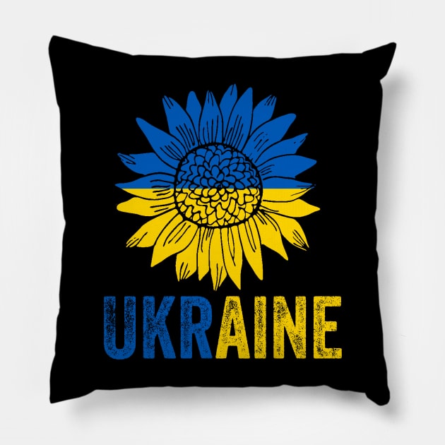 Ukraine Flag Sunflower Vintage  Ukrainian Support Lover Pillow by fadi1994