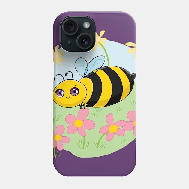 Cute Bee and Flowers Phone Case by Character Alley