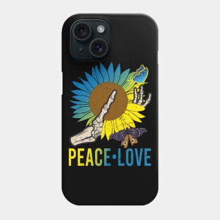 Skeleton Hand Sunflower Butterflies Peace Love Phone Case