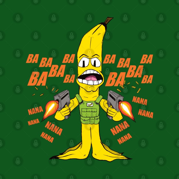 BA! BA! NANA! Funny Military Cartoon Banana! Food Fighter! by JonnyVsTees