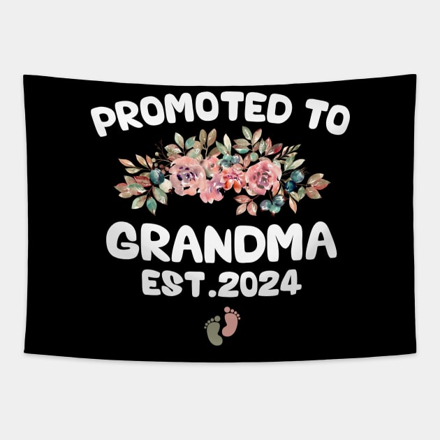 Promoted to Grandma 2024 First Time Nana Floral New Grandma Tapestry by deafcrafts