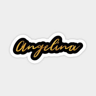 Angelina Name Hand Lettering in Gold Letters Magnet