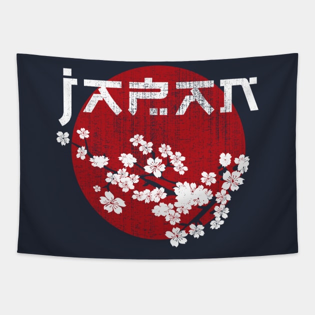 Japan Sakura Rising Sun Tapestry by Designkix