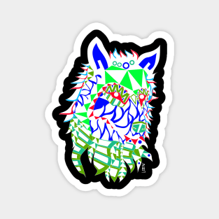 white winter wolf in renegade totem totonac ecopop design art Magnet