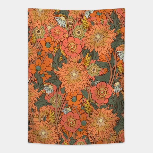 A field of yellow and orange Tapestry by Swadeillustrations