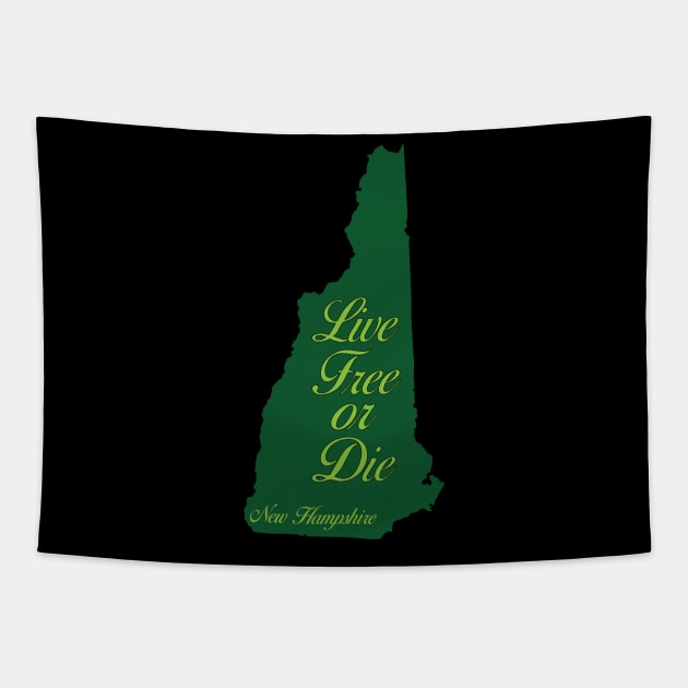 Live Free or Die NH state map Tapestry by ACGraphics