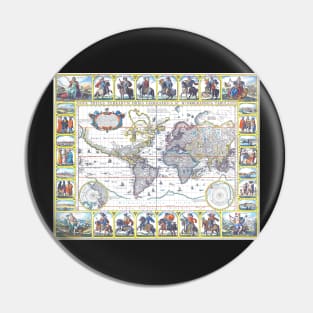 World map wall art 1652 dorm decor mappemonde Art Print Pin