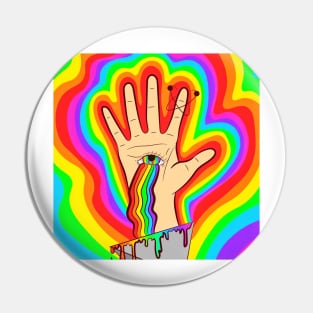 Hand with the eye of God and a rainbow Pin
