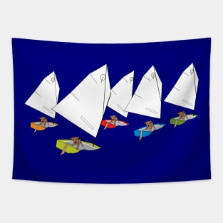 Dogs Racing Optimist Sailing Dingies Tapestry