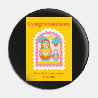 Mustard Aesthetic Russian Stacking Nesting Dolls Matryoshka Congratulations Baby On the Way Pin