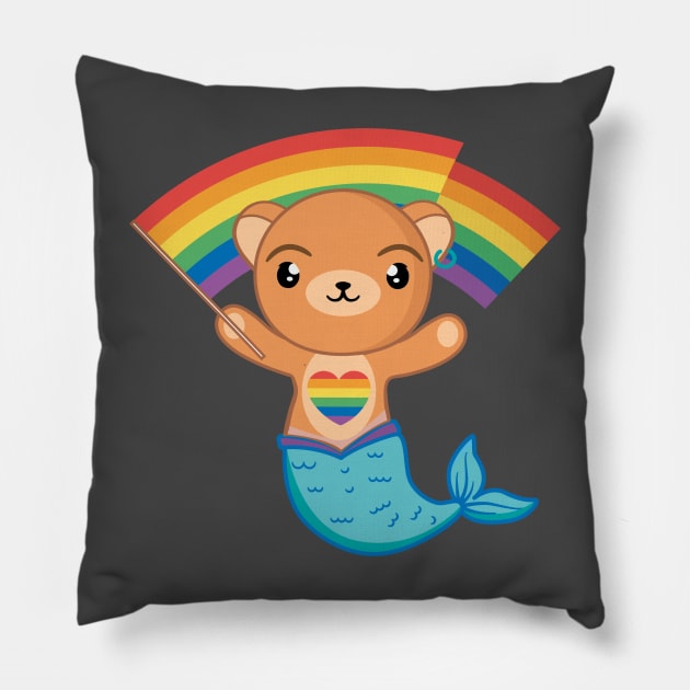 Merbear Pride Pillow by Manuarts