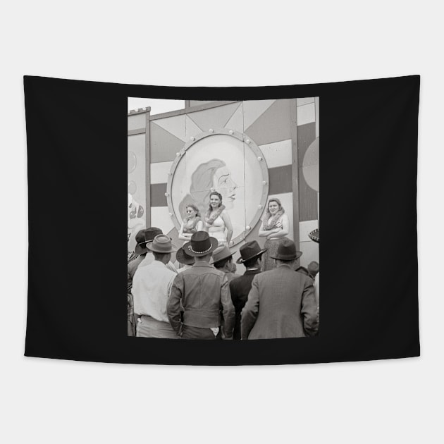 Carnival Girlie Show, 1942. Vintage Photo Tapestry by historyphoto