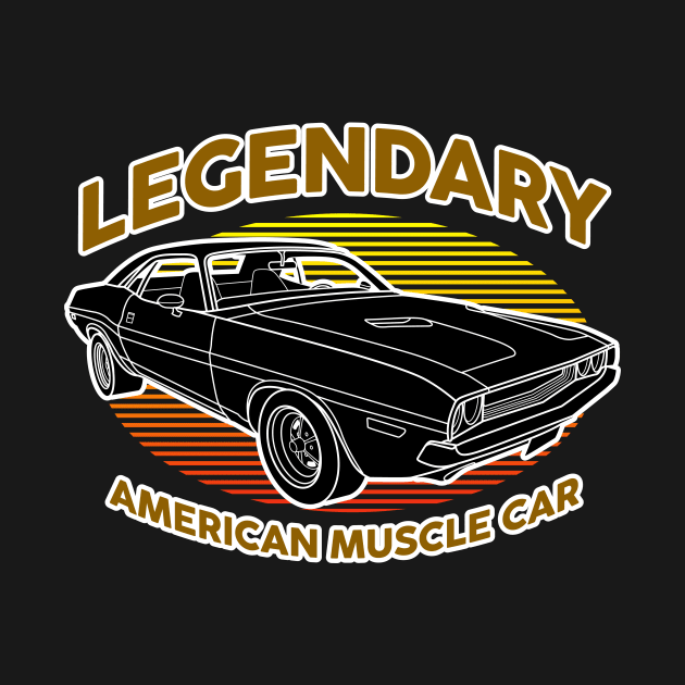 Legendary American Muscle Car vintage art with sunset by Drumsartco