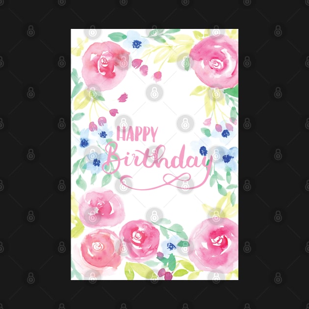 Happy Birthday Watercolor Card by Harpleydesign