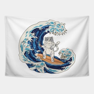 Cat Surfing Tapestry