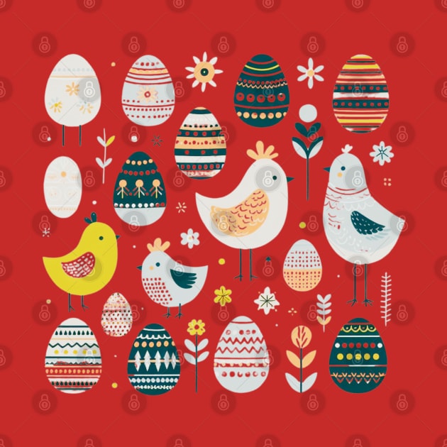 Nordic style Easter Chick and Eggs Design by DAZu