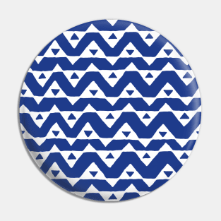 Dark Blue and White Triangle Chevron Pattern Pin