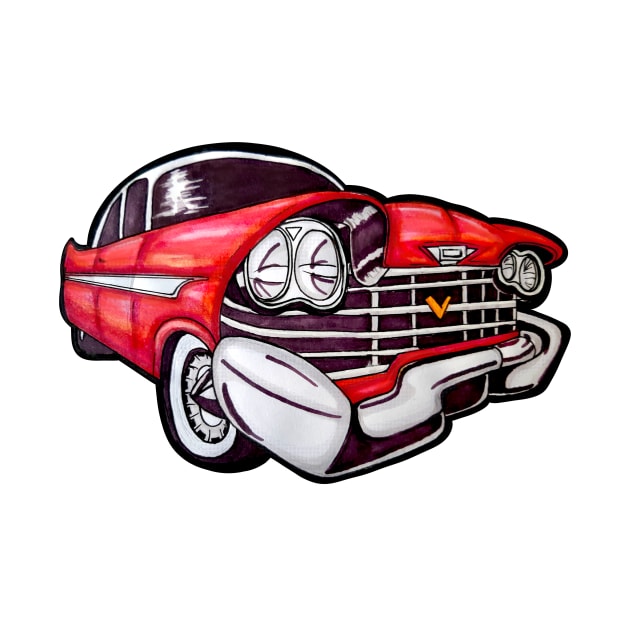 Vintage Red Muscle Car by CuddlyChimera