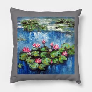 Pink Water Lilies in a Pond Pillow