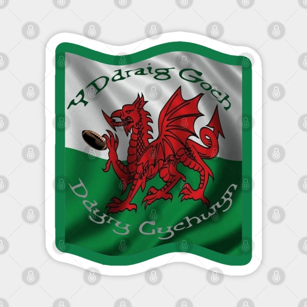 Y Ddraig Goch Ddyry Cychwyn Welsh Rugby And Flag Magnet by taiche