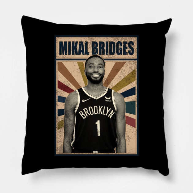 Brooklyn Nets Mikal Bridges Pillow by RobinaultCoils
