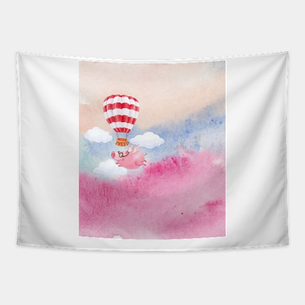 flying pig Tapestry by Mission Bear