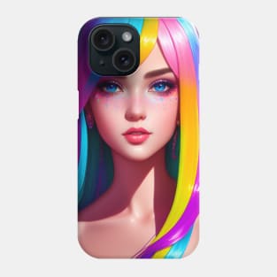 Woman With Colorful Hair Phone Case