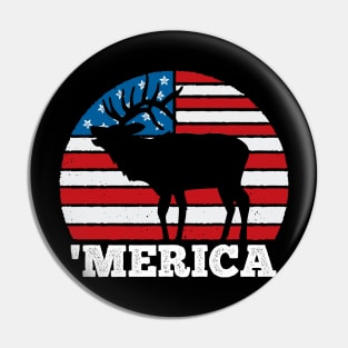 Merica Vintage Sunset Deer Hunter USA Outdoors Pin