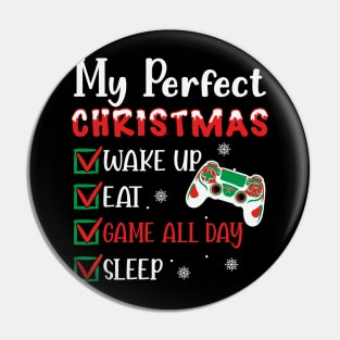 My Perfect Christmas Plan Gamer Boys Girls Christmas Gift Pin