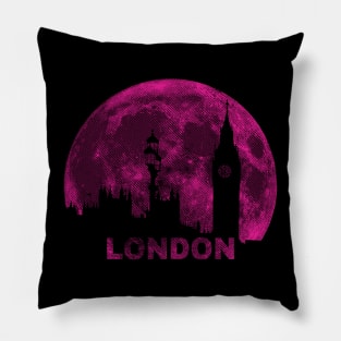 Pinkish Purple Moon London Skyline from Bridge over the Thames Pillow