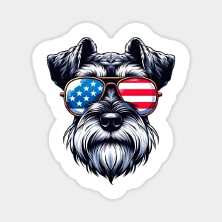 Miniature Schnauzer Patriotic Sunglasses American Flag 4th of July Magnet