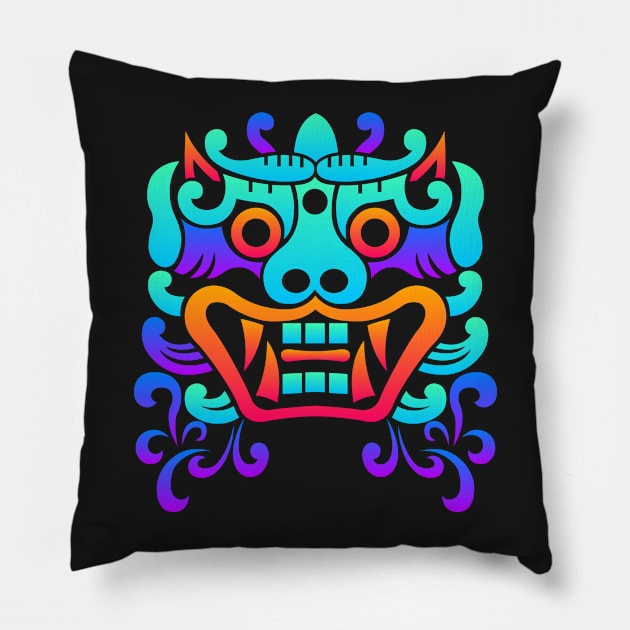 Trippy Psychedelic Chinese Dragon Pillow by MeatMan