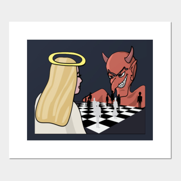 Demon Vs Angel Chess Game Devil Posters And Art Prints Teepublic Male angel, female devil characters in business suits, decision making. demon vs angel chess game