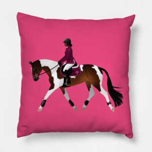Pinto Hunter Horse and Rider - Equine Rampaige Pillow
