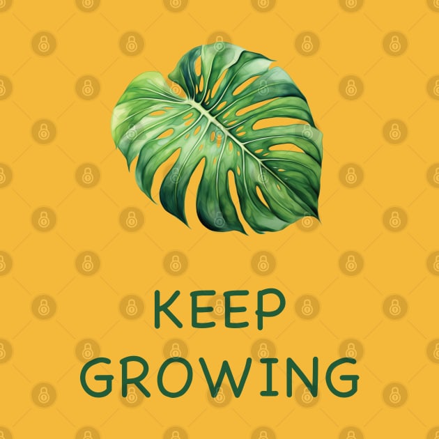 Keep Growing Growth Mindset Plant Lover Gift Monstera Watercolor by Selknen 🔥