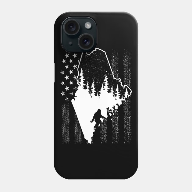 Maine Bigfoot American Flag Phone Case by Tesszero