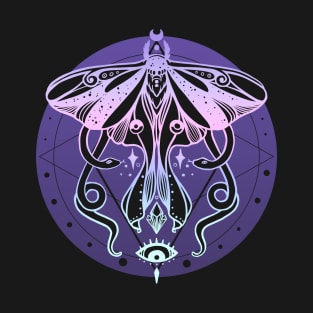 Luna Moth & Snakes Illustration: Pastel Goth Soft Grunge Colors T-Shirt