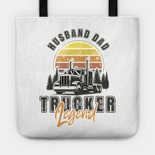 Retro sunset long haul truck, Husband Dad Trucker Legend Tote