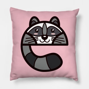 Racoon in Initial E Pillow