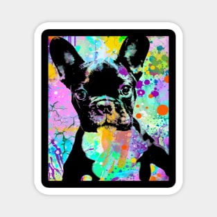 French Bulldog Lover Paint Spatter Art Unique Gift Tee Frenchie Magnet