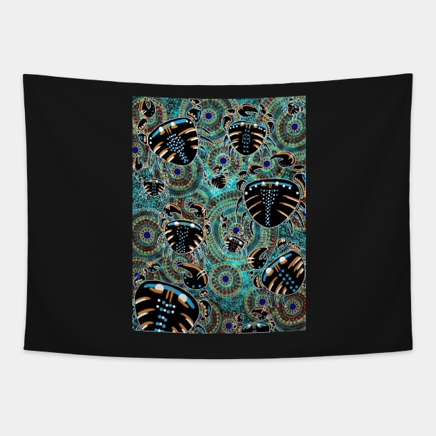 Aboriginal Crab Art Tapestry by Jkgaughan