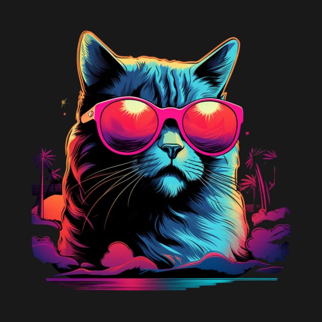 Retro Wave Burmilla Cat Shirt by Miami Neon Designs