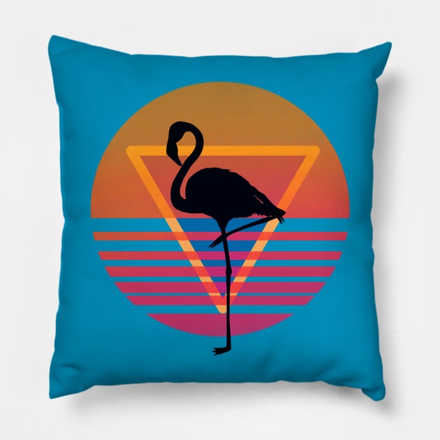 80s Fashion Flamingo Pillow by AlondraHanley