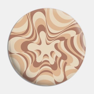 Abstract Groovy Retro Liquid Swirl in Brown Pin