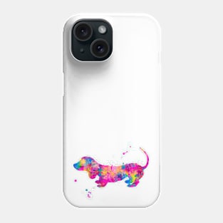 Colorful Pink Dachshund Watercolor Painting Phone Case