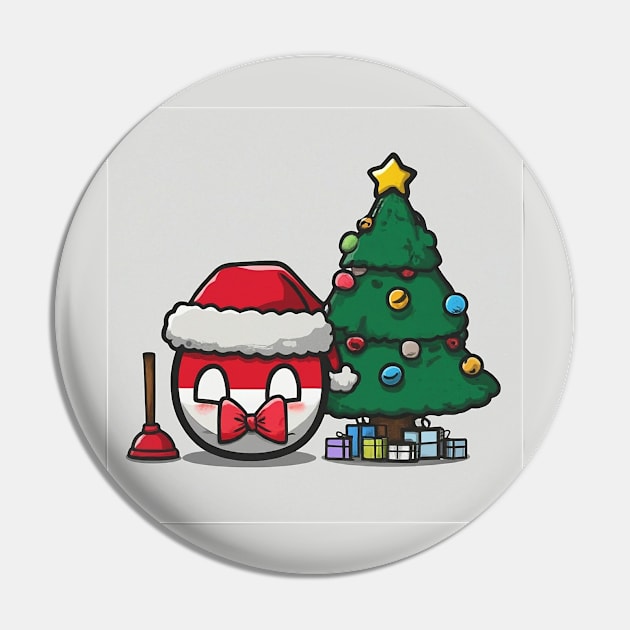 Poland Polandball Countryball Plunger Christmas Pin by Polandball World